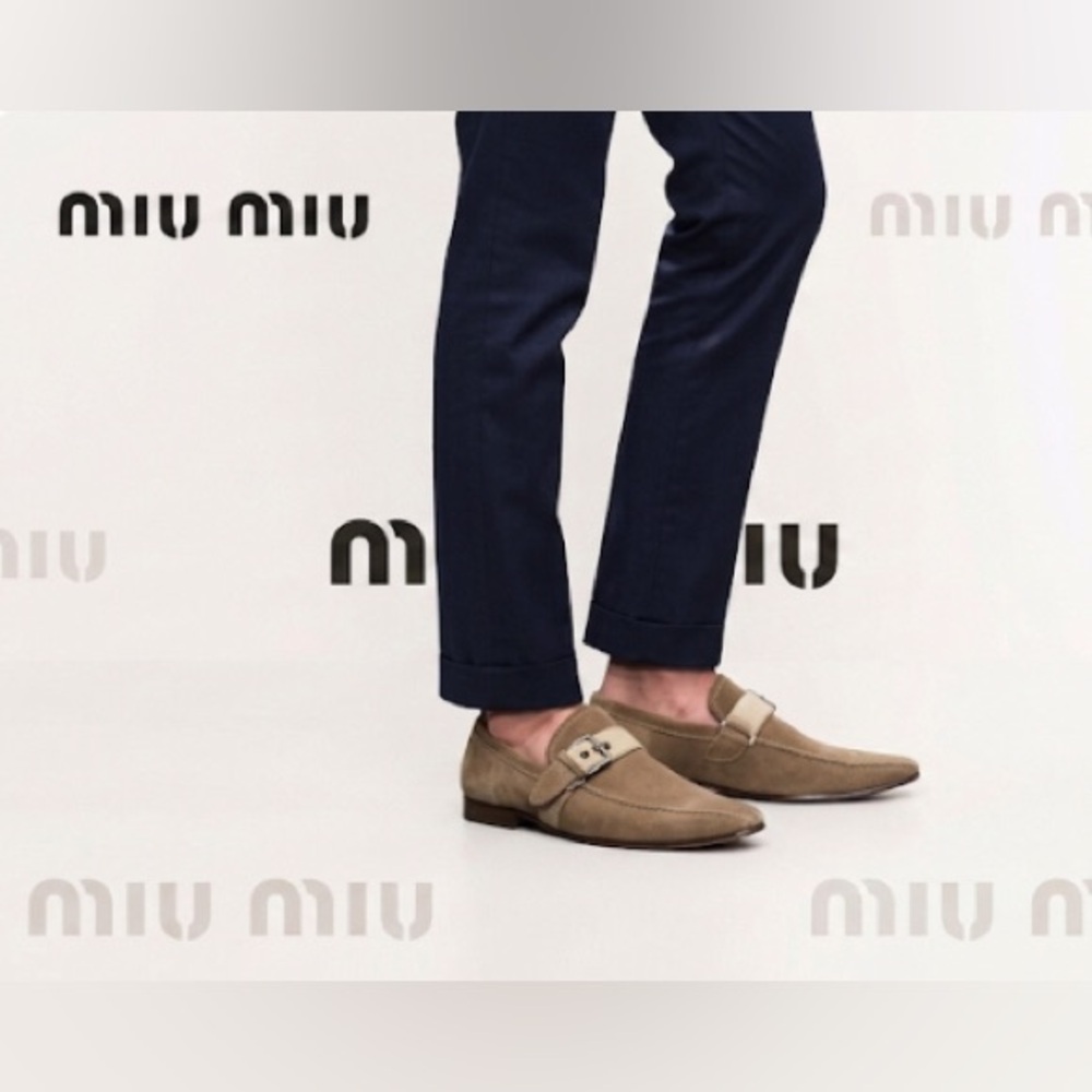 Authentic Miu Miu luxury designer signature modern loafers men's sz 6.5